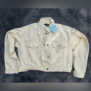 Cream Denim Jacket - Missguided